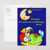 ハッピーフェスティバルの睡眠の日1月3日 ポストカード (正面/裏面)