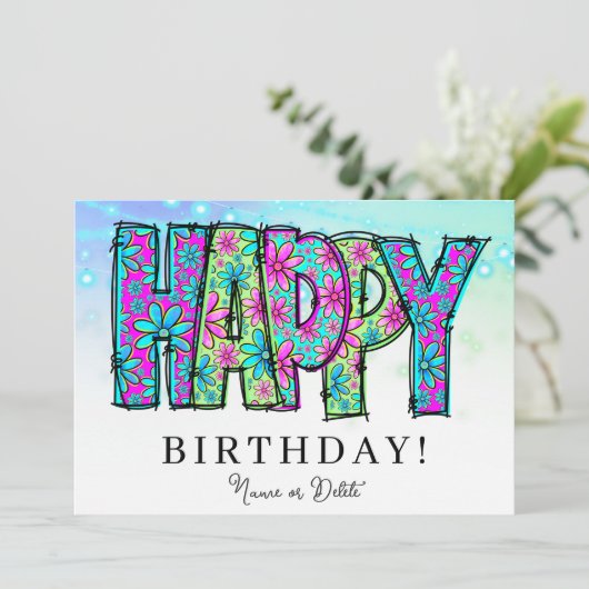 *ハッピーフォト名誕生日カードイベントの個人用設定 招待状 (スタンド正面)