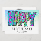 *ハッピーフォト名誕生日カードイベントの個人用設定 招待状 (正面/裏面)