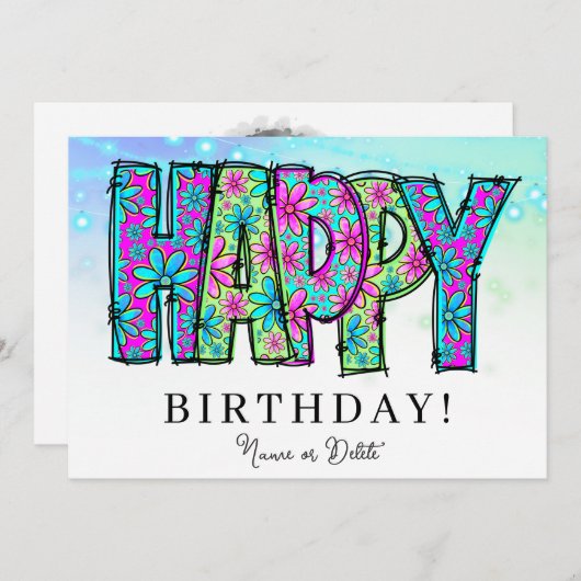 *ハッピーフォト名誕生日カードイベントの個人用設定 招待状 (正面/裏面)