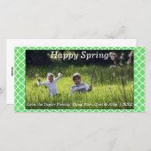 ハッピーフォト春/イースターフォトカードグリーン シーズンカード (正面/裏面)