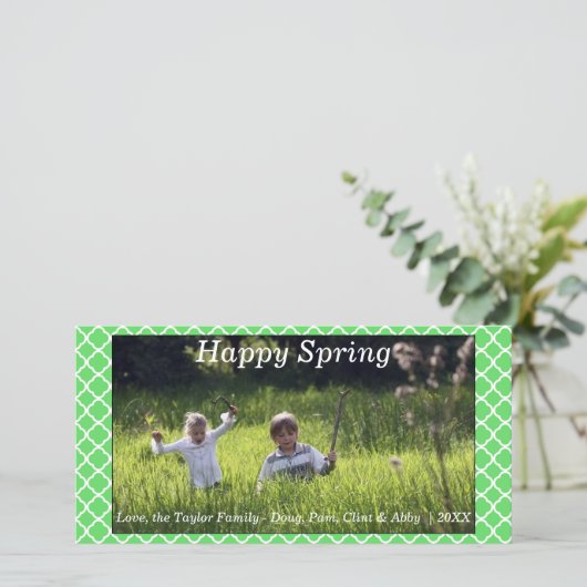 ハッピーフォト春/イースターフォトカードグリーン シーズンカード (スタンド正面)