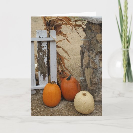 ハッピーフォール・よろしくね、秋の恵みたっぷりのカボチャ カード (正面)