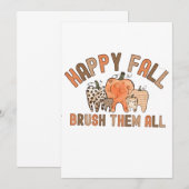 ハッピーフォール ブラッシングチャレンジ デンタル 歯科 歯 招待状 (正面/裏面)