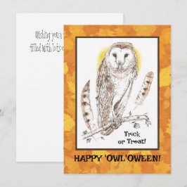ハッピーフクロウウィーンフラットハロエンカード シーズンカード