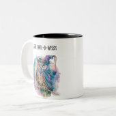 ハッピーフクロウOウィーンフクロウ不気味な不気味おもしろいハロウィン ツートーンマグカップ (正面左)