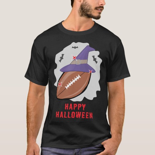 ハッピーフットボールハロウィンおもしろい- Tシャツ (正面)