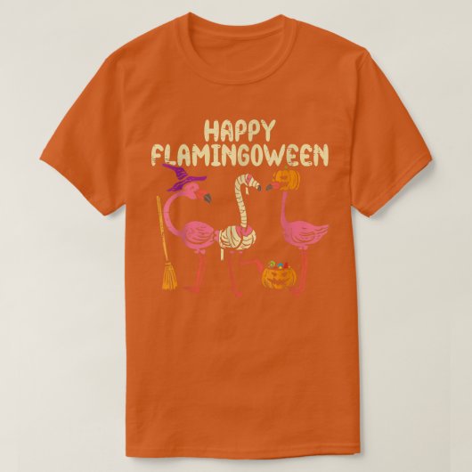 ハッピーフラミンゴウィーンウィッチカボチャMummy Flamingo Ha Tシャツ (デザイン正面)