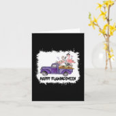 ハッピーフラミンゴウィーンピンクフラミンゴハロウィーンスケレット カード (黄色い花)