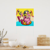 ハッピーフラミンゴ写真撮影 ポスター (キッチン)