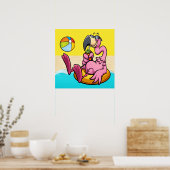 ハッピーフラミンゴ ポスター (キッチン)