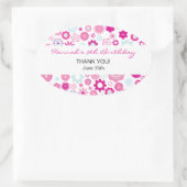 ハッピーフラワーサンキュー誕生日シール 楕円形シール (バッグ)