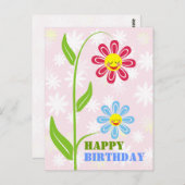 ハッピーフラワーズハッピーバースデーはがき ポストカード (正面/裏面)