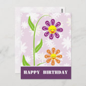 ハッピーフラワーズハッピーバースデーはがき ポストカード (正面/裏面)