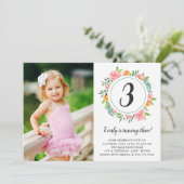 ハッピーフラワーズフォト誕生日招待状 招待状 (スタンド正面)