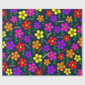 ハッピーフラワーズリピーター誕生日転が ラッピングペーパー (フラット)