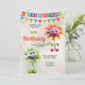 ハッピーフラワーズ誕生日パーティー招待状 招待状 (スタンド正面)