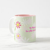 ハッピーフラワーマザーズデイかわいいマグカップ ツートーンマグカップ (正面左)