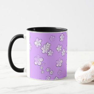 ハッピーフラワーラベンダー – かわいいコーヒーマグ マグカップ