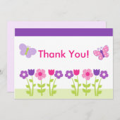 ハッピーフラワー&バタフライサンキューカード サンキューカード (正面/裏面)