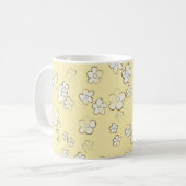 ハッピーフラワー – 黄色 – かわいい コーヒーマグカップ (正面左)