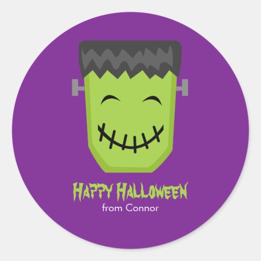 ハッピーフランケンシュタインキッズハロウィーン ラウンドシール (正面)