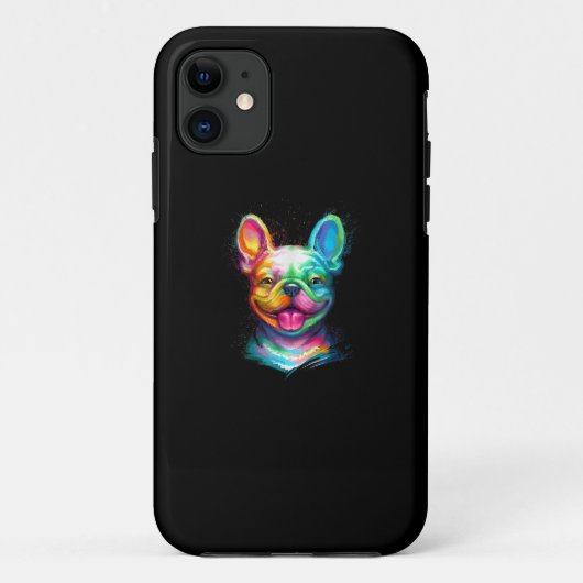 ハッピーフランスのブルドッグ笑顔顔 Case-Mate iPhoneケース (裏面)