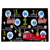 ハッピーフリスト誕生日抱き枕#1ブラック ラージペーパーバッグ (正面)