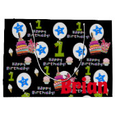 ハッピーフリスト誕生日抱き枕#1ブラック ラージペーパーバッグ (裏面)