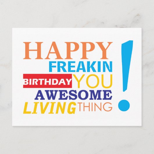 ハッピーフリーキン素晴らし誕生日お前の生き物だ! ポストカード (正面)