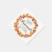 ハッピーフレンズ与えの秋紅葉リース スタンダードカクテルナプキン (角)