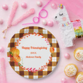 ハッピーフレンズ与えズブラウンプレイド紙プレート ペーパープレート (パーティー)