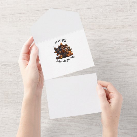 ハッピーフレンドギビングのご挨拶 オールインワン招待状 (貼ってはがせる)