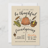 ハッピーフレンドギビング 感謝を捧げよう 招待状 (正面)