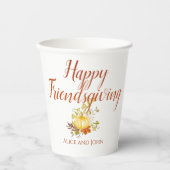 ハッピーフレンドリジェニングサンクスギビング紙カップ 紙コップ (正面)
