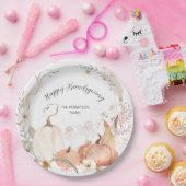 ハッピーフレンドリーカボチャ秋フローラ水彩 ペーパープレート (パーティー)