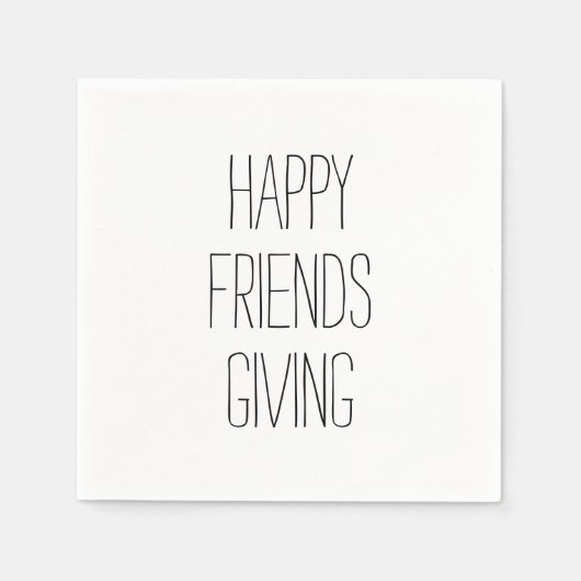 ハッピーフレンドリーシンプルタイポグラフィサンクスギビング スタンダードカクテルナプキン (正面)