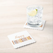 ハッピーフレンドリージングサンクスギビングタイポグラフィ秋 ペーパーコースター (インサイチュ)