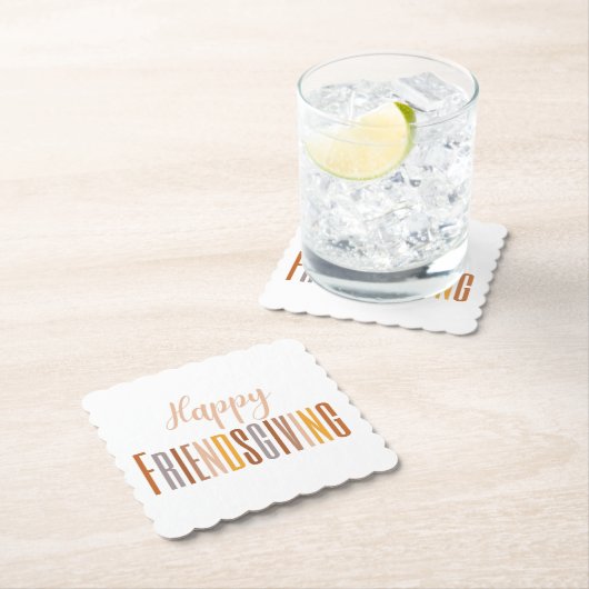 ハッピーフレンドリージングサンクスギビングタイポグラフィ秋 ペーパーコースター (インサイチュ)