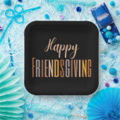 ハッピーフレンドリージングサンクスギビングタイポグラフィ秋 ペーパープレート (パーティー)