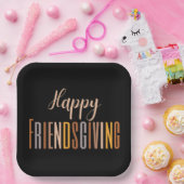 ハッピーフレンドリージングサンクスギビングタイポグラフィ秋 ペーパープレート (パーティー)