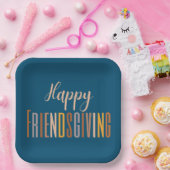 ハッピーフレンドリージングサンクスギビングタイポグラフィ秋 ペーパープレート (パーティー)