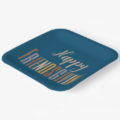 ハッピーフレンドリージングサンクスギビングタイポグラフィ秋 ペーパープレート (傾斜あり)