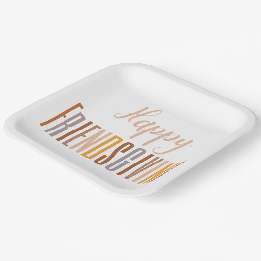 ハッピーフレンドリージングサンクスギビングタイポグラフィ秋 ペーパープレート (傾斜あり)