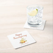 ハッピーフレンドリージングサンクスギビング紙コースター スクエアペーパーコースター (インサイチュ)
