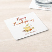 ハッピーフレンドリージングサンクスギビング紙コースター スクエアペーパーコースター (アングル)