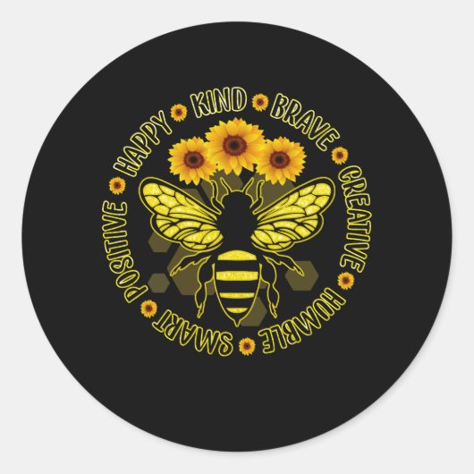 ハッピーフレンドリー勇敢で謙虚頭が切れるに前向きブンブンいう音する ラウンドシール (正面)