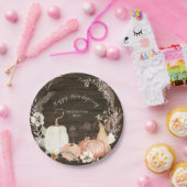 ハッピーフレンドリー秋パンプキンウォーターカラーフローラ ペーパープレート (パーティー)