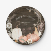 ハッピーフレンドリー秋パンプキンウォーターカラーフローラ ペーパープレート (正面)