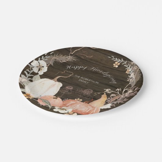 ハッピーフレンドリー秋パンプキンウォーターカラーフローラ ペーパープレート (アングル)